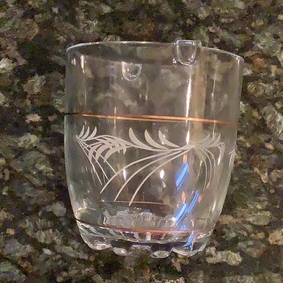 Other - Vintage Ice Bucket Gold Trim Etched Clear Glass